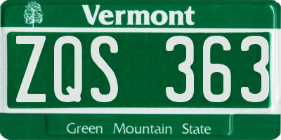 VT license plate ZQS363