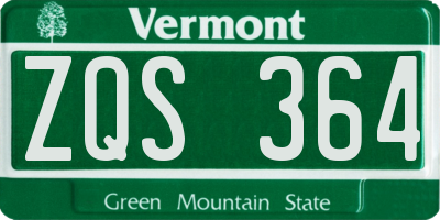 VT license plate ZQS364
