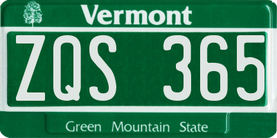 VT license plate ZQS365