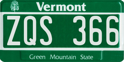 VT license plate ZQS366