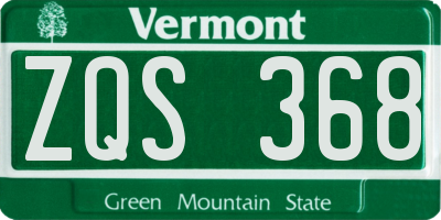 VT license plate ZQS368