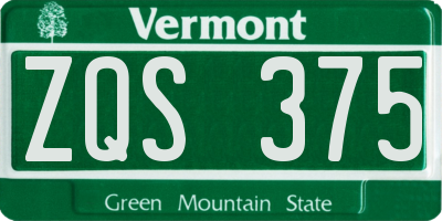 VT license plate ZQS375