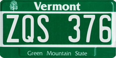 VT license plate ZQS376