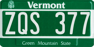 VT license plate ZQS377