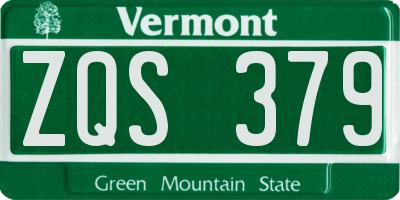 VT license plate ZQS379