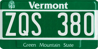 VT license plate ZQS380