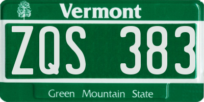 VT license plate ZQS383