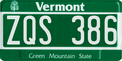 VT license plate ZQS386