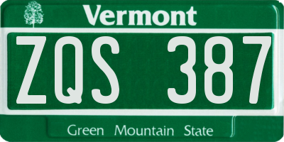 VT license plate ZQS387