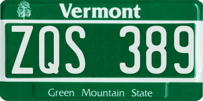 VT license plate ZQS389