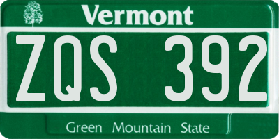 VT license plate ZQS392
