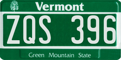 VT license plate ZQS396