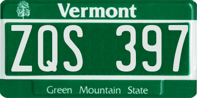 VT license plate ZQS397