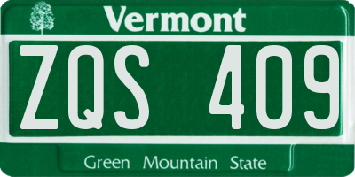VT license plate ZQS409