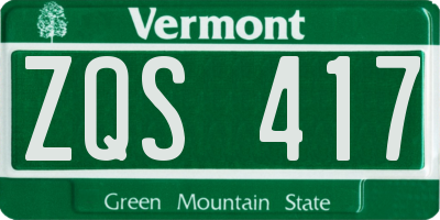 VT license plate ZQS417