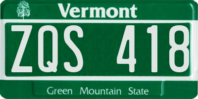 VT license plate ZQS418