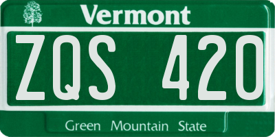 VT license plate ZQS420