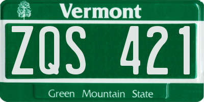 VT license plate ZQS421