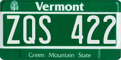 VT license plate ZQS422