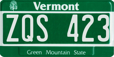 VT license plate ZQS423