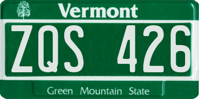 VT license plate ZQS426