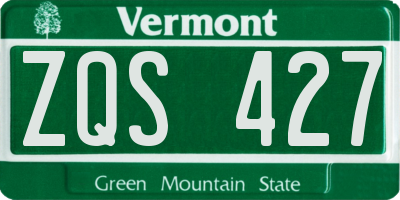 VT license plate ZQS427