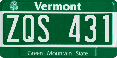 VT license plate ZQS431