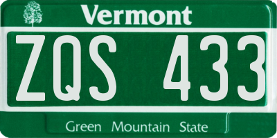 VT license plate ZQS433