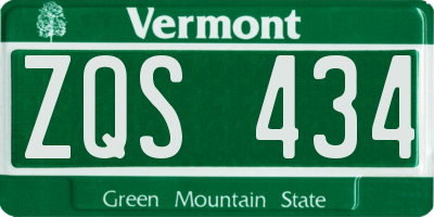 VT license plate ZQS434