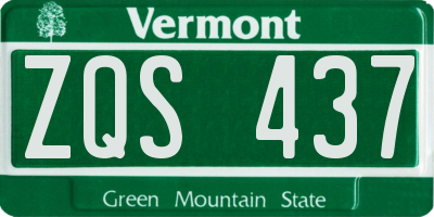 VT license plate ZQS437