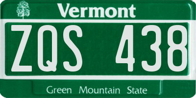 VT license plate ZQS438