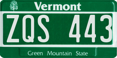 VT license plate ZQS443