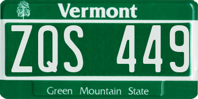VT license plate ZQS449