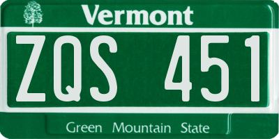 VT license plate ZQS451