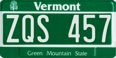 VT license plate ZQS457