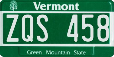 VT license plate ZQS458