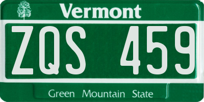 VT license plate ZQS459