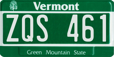 VT license plate ZQS461