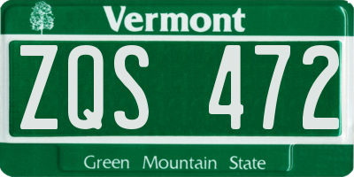 VT license plate ZQS472
