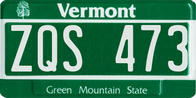 VT license plate ZQS473