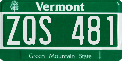 VT license plate ZQS481