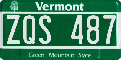 VT license plate ZQS487