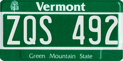 VT license plate ZQS492