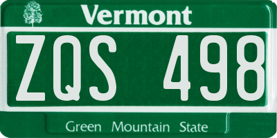VT license plate ZQS498