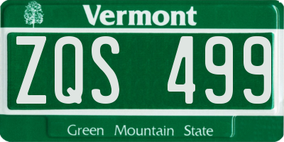 VT license plate ZQS499
