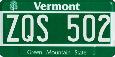 VT license plate ZQS502