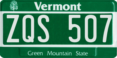 VT license plate ZQS507