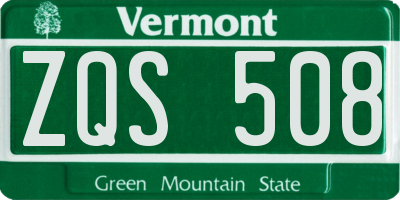 VT license plate ZQS508