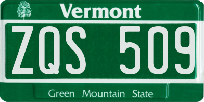 VT license plate ZQS509