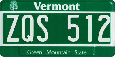 VT license plate ZQS512